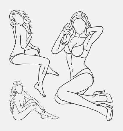 Sexy girl sketch. Good use for symbol, logo, web icon, decorative element, sign, mascot, or any design you want.のイラスト素材