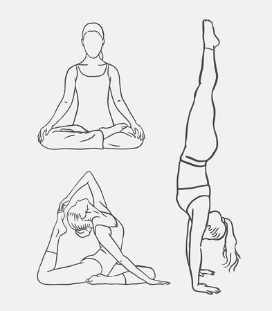 Yoga meditation sport artistic sketch. Good use for symbol, logo, web icon, mascot, sign, or any design you want.のイラスト素材