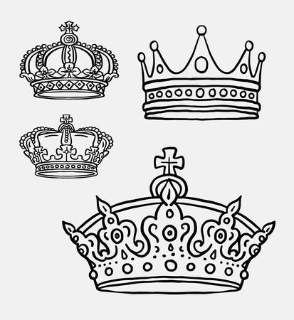 Crown, the king symbol hand drawing. Good use for symbol, logo, web icon, sign, coloring boo,, mascot, or any design you want.のイラスト素材