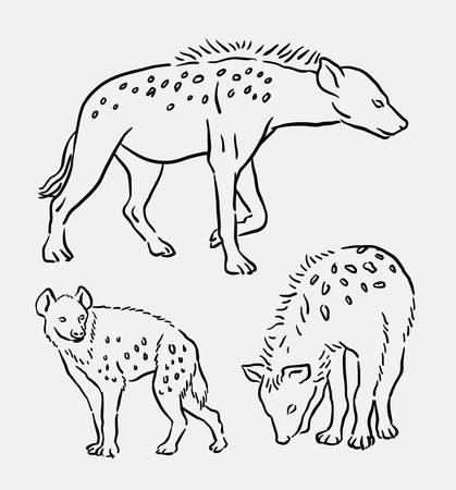 Hyena wild animal hand drawing. Good use for symbol, logo, web icon, mascot, sign, or any design you want.のイラスト素材
