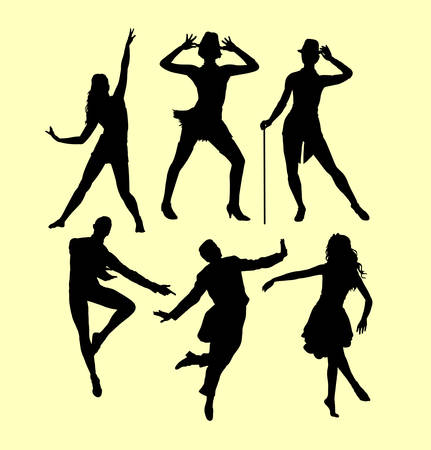 Man and woman dancing silhouette. good use for symbol, logo, web icon, mascot, sign, sticker, or any design you want.のイラスト素材