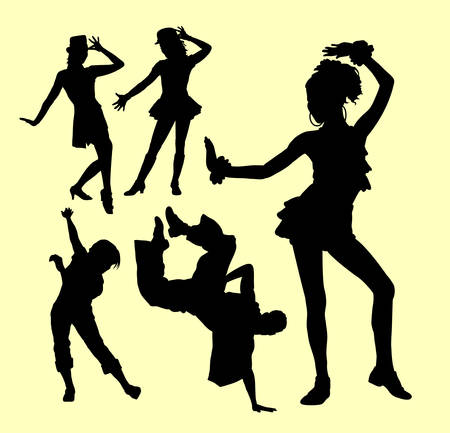 Attraction dancing male and female show silhouette. Good use for symbol, logo, web icon, mascot, sticker, or any design you want.のイラスト素材
