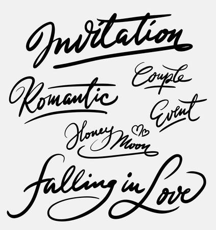 Invitation and romantic event hand written typography. Good use for logotype, symbol, cover label, product, brand, poster title or any graphic design you want. Easy to use or change colorのイラスト素材