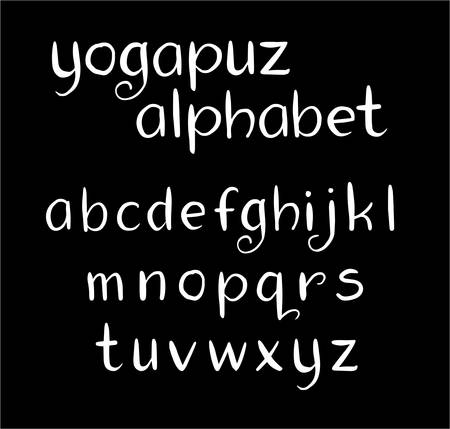 Yogapuz vector alphabet lowercase characters. Good use for logotype, cover title, poster title, letterhead, body text, or any design you want. Easy to use, edit or change color.のイラスト素材