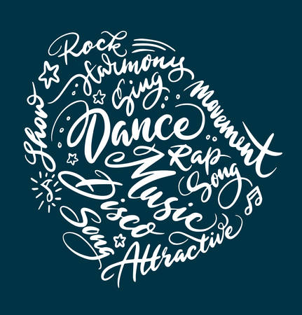 Dance concept design hand written typography. Good use for logotype, symbol, cover label, product, brand, poster title or any graphic design you want. Easy to use or change colorのイラスト素材