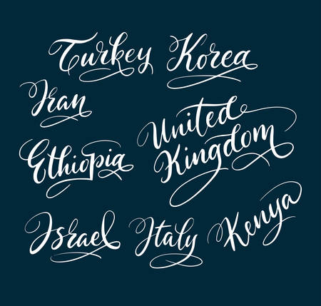 Turkey and korea country hand written typography. Good use for logotype, symbol, cover label, product, brand, poster title or any graphic design you want. Easy to use or change colorのイラスト素材