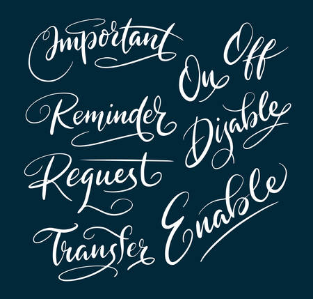 enable and disable hand written typography. Good use for logotype, symbol, cover label, product, brand, poster title or any graphic design you want. Easy to use or change colorのイラスト素材
