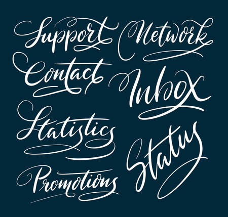 Network and contact hand written typography. Good use for logotype, symbol, cover label, product, brand, poster title or any graphic design you want. Easy to use or change colorのイラスト素材