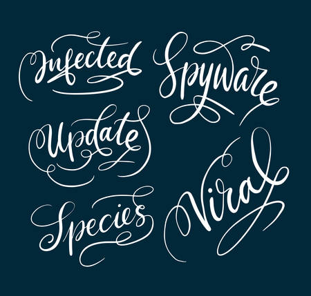 Spyware and viral hand written typography. Good use for logotype, symbol, cover label, product, brand, poster title or any graphic design you want. Easy to use or change colorのイラスト素材