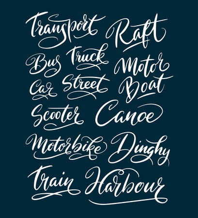 Transport and truck hand written typography. Good use for logotype, symbol, cover label, product, brand, poster title or any graphic design you want. Easy to use or change colorのイラスト素材