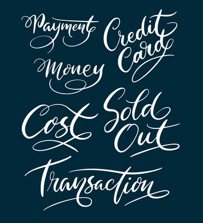 Payment and transaction hand written typography. Good use for logotype, symbol, cover label, product, brand, poster title or any graphic design you want. Easy to use or change colorのイラスト素材