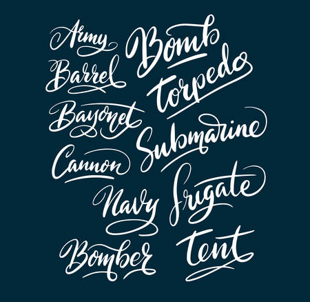 Army and navy hand written typography. Good use for logotype, symbol, cover label, product, brand, poster title or any graphic design you want. Easy to use or change colorのイラスト素材