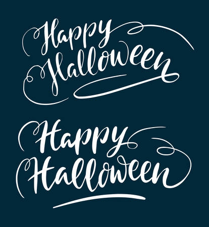 Happy halloween hand written typography. Good use for logotype, symbol, cover label, product, brand, poster title or any graphic design you want. Easy to use or change colorのイラスト素材