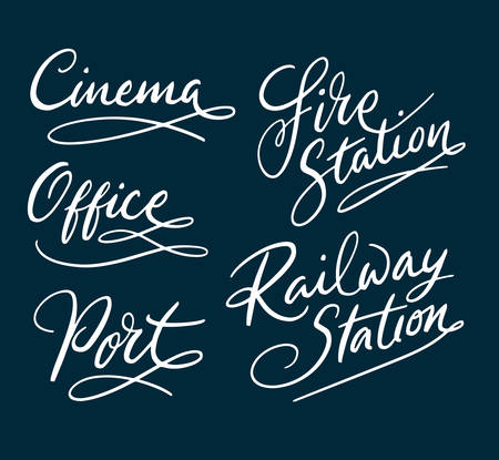 Cinema and office hand written typography. Easy to use or change color vector illustration.のイラスト素材