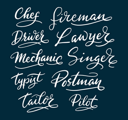 Chef and postman hand written typography. Easy to use or change color vector illustration.のイラスト素材