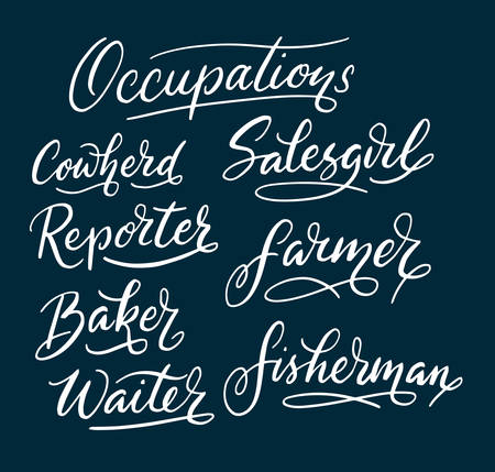 Reporter and salesgirl hand written typography. Easy to use or change color vector illustration.のイラスト素材