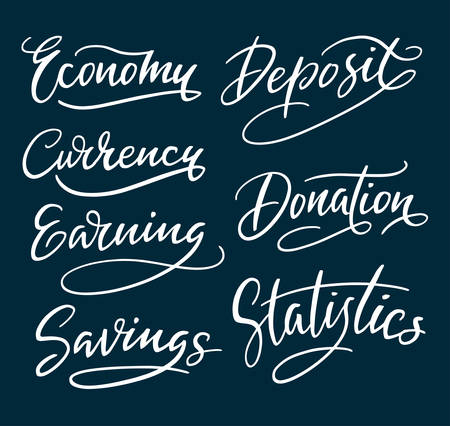 Deposit and donation hand written typography. Easy to use or change color, vector illustration.のイラスト素材