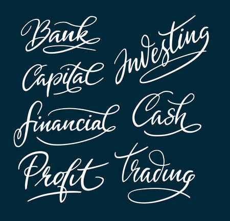 Bank and financial hand written typography. Easy to use or change color, vector illustration.のイラスト素材