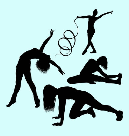 Gymnastic sport activity silhouetteのイラスト素材