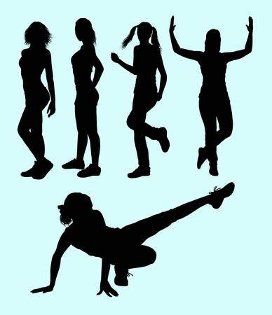 Sexy girls and sport activity silhouette.のイラスト素材