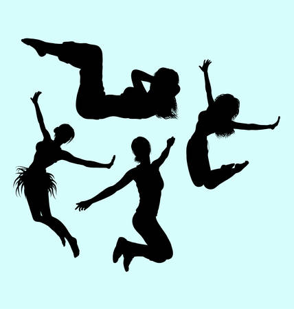 Gymnastic teenager girl action sport silhouette.のイラスト素材