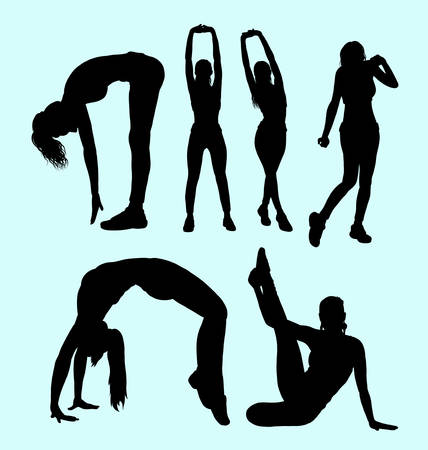 Sexy girl action silhouette.のイラスト素材