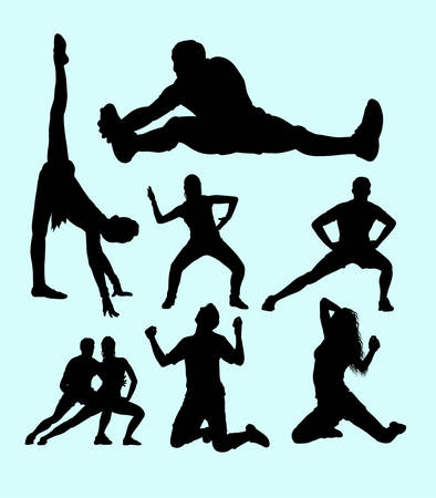Fitness, gymnastic, body building, weightlifting sport silhouette. Good use for symbol, logo, web icon, mascot, sign, sticker, or any design you wantのイラスト素材