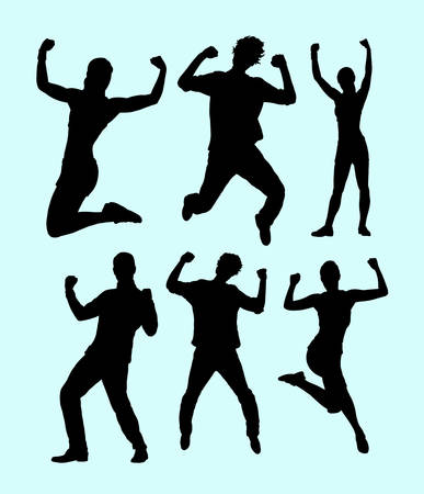 Success, winning and health people silhouette. Good use for symbol, web icon, mascot, logo, sticker design, sign, or any design you want. Easy to use.のイラスト素材