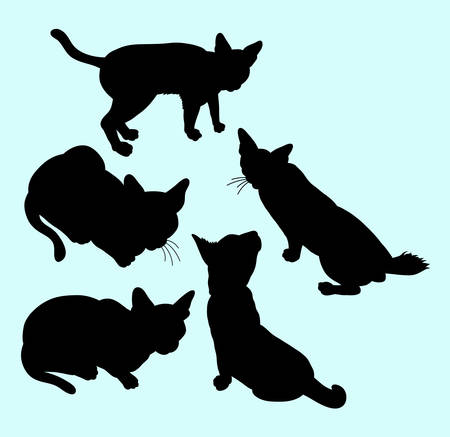 Mammal animal in different posing silhouette.のイラスト素材