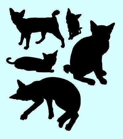 Mammal animal in different posing silhouette.のイラスト素材