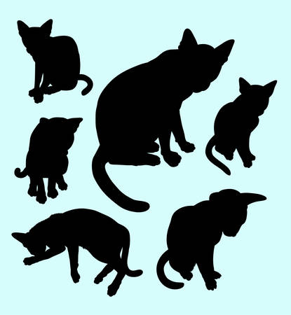 Mammal animal in different posing silhouette.のイラスト素材