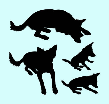 Little dog animal silhouette. Good use for symbol, web icon, mascot, sticker design, sign, or any design you want.のイラスト素材