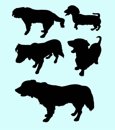 Golden dog pet animal silhouette. Good use for symbol, web icon, mascot, sign, sticker design, or any design you want. Easy to use.のイラスト素材