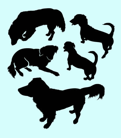 Golden mammal dog pet animal silhouette. Good use for symbol, web icon, mascot, sticker design, sign, or any design you want.のイラスト素材