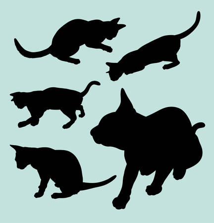 Attractive Cat animal gesture silhouette. Good use for symbol, web icon, mascot, sign, sticker design, or any design you want.のイラスト素材