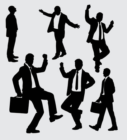 Businessman busy and activity silhouette. Good use for symbol, logo, web icon, mascot, sticker, sign, or any design you wantのイラスト素材