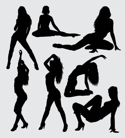 sexy girl silhouette, good use for symbol, logo, web icon, mascot, sticker, sign or any design you want.のイラスト素材