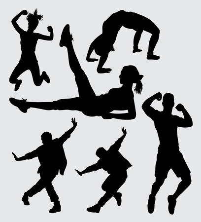 fitness and dancing silhouette good use for symbol, logo, web icon, mascot, sticker, or any design you wantのイラスト素材