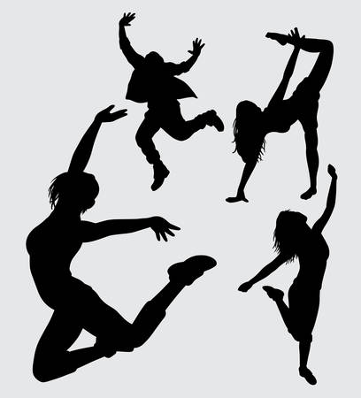 fitness and dance silhouette, good use for symbol, web icon, mascot, sticker, or any design you want.のイラスト素材