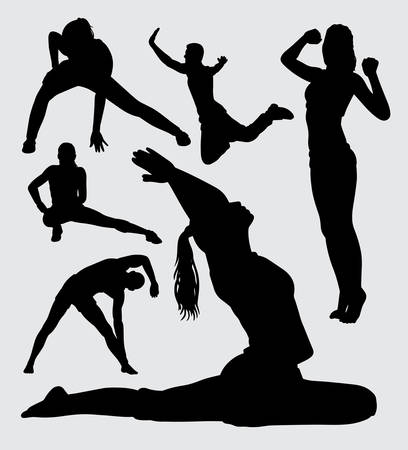 fitness and aerobic silhouette, good use for symbol, logo, web icon, mascot, sticker, or any design you wantのイラスト素材