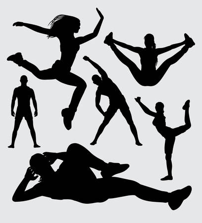 gymnastic and aerobic silhouette, good use for symbol, logo, web icon, mascot, sticker, or any design you wantのイラスト素材