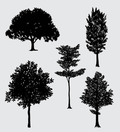 Tree natural silhouette. Good use for symbol, logo, web icon, mascot, sign, sticker, or any design you want.のイラスト素材