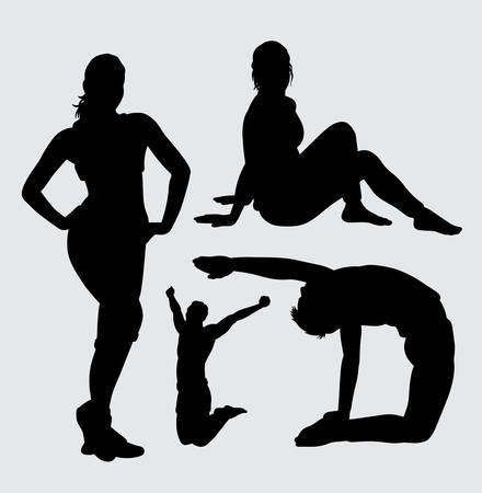 fitness and gym silhouette. good use for symbol, logo, web icon, mascot, sticker, or any design you wantのイラスト素材