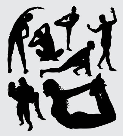 fitness and gymnastic sport silhouette, good use for symbol, logo, web icon, mascot, sticker, sign, or any design you want.のイラスト素材