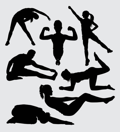 fitness and gymnastic sport silhouette, good use for symbol, logo, web icon, mascot, sticker, sign, or any design you want.のイラスト素材