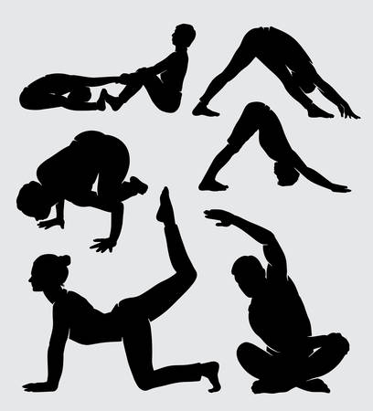 fitness, yoga, and gym sport silhouette, good use for symbol, logo, web icon, mascot, sticker, or any design you wantのイラスト素材