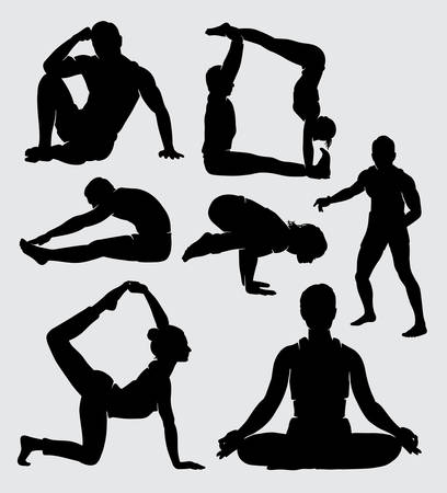 meditation and fitness sport silhouette, good use for symbol, logo, web icon, mascot, sticker or any design you wantのイラスト素材