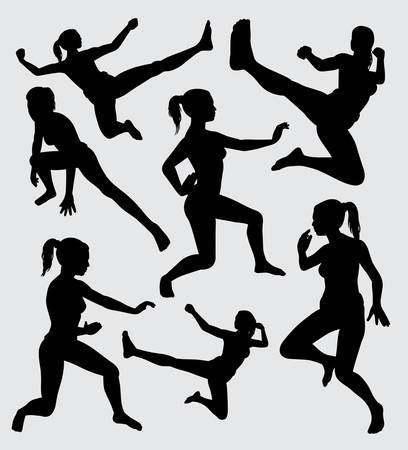 martial art silhouette good use for symbol, logo, web icon, mascot, sticker, sign, or any design you want.のイラスト素材