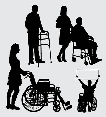 sick people and nurse silhouette. good use for symbol, logo, web icon, mascot, sticker, sign or any design you want.のイラスト素材