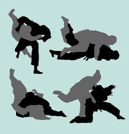 Judo duel sport silhouette. Good use for symbol, logo web icon, mascot, sticker, or any design you want.のイラスト素材
